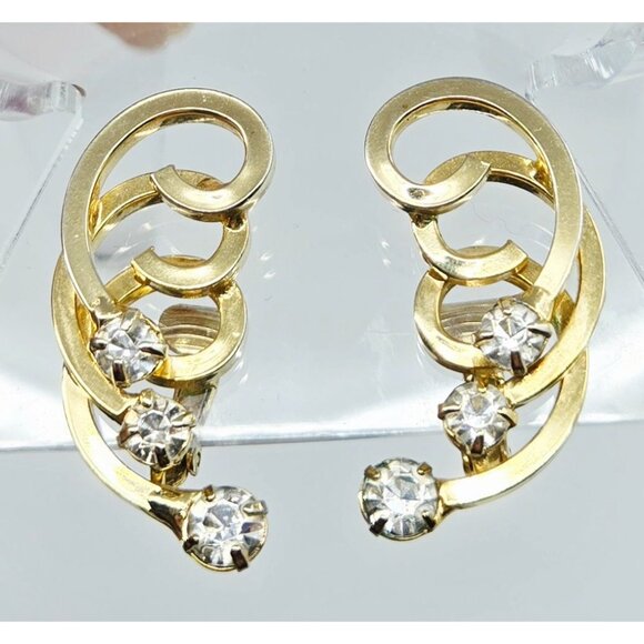 Gold-Tone Sarah Coventry Celestial Necklace Bracelet & Earrings Set With Rhinest - Picture 6 of 10